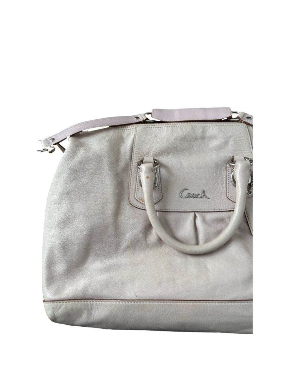 Women's Coach Beige Leather Satchel One Size - Picture 9 of 10